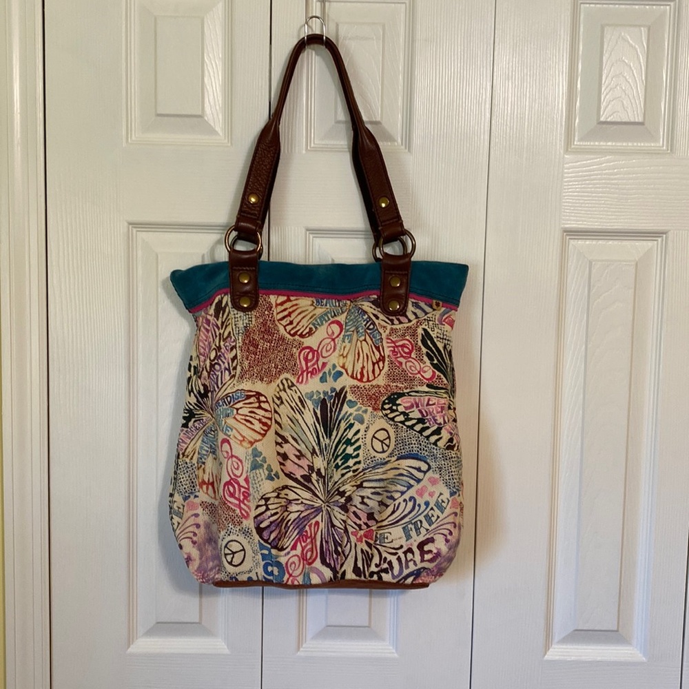 🌷Lucky Brand Trippin Out Butterfly Paisley Tote Bag